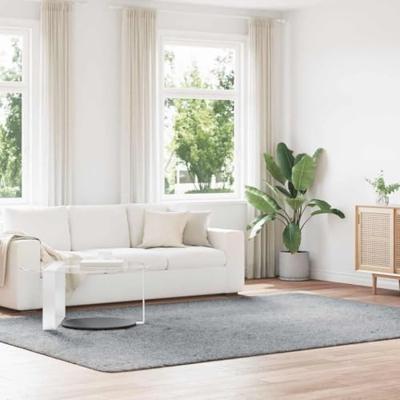 Hoogpolig vloerkleed NAVARRA 240x340 cm polyester lichtgrijs