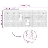 VidaXL Gereedschap wandpaneel 3 pcs grijs 150 x 1 x 60 cm - thumbnail