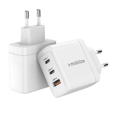 Mobilize Wall Charger 2x USB-C + 1x USB GaN 65W with PD/PPS White Mobilize Wall Charger 2x USB-C + 1x USB GaN 65W with PD/PPS White