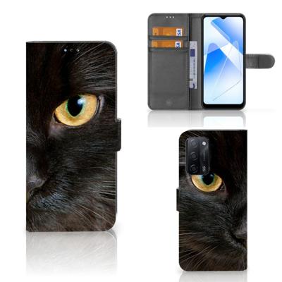 OPPO A16/A16s/A54s | Telefoonhoesje | Met pasjeshouder | Zwarte Kat OPPO A16/A16s/A54s | Telefoonhoesje | Met pasjeshouder | Zwarte Kat