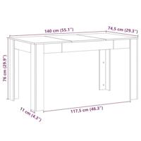 Eettafel Zwart eiken 140 x 74.5 x 76 cm Bewerkt hout - thumbnail