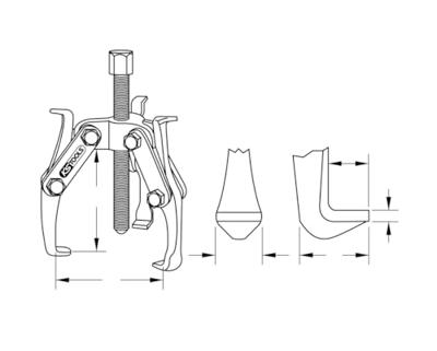 KS Tools 6303001 Poelietrekker Spanbereik 20 - 150 mm Aantal haken 3 KS Tools 6303001 Poelietrekker Spanbereik 20 - 150 mm Aantal haken 3