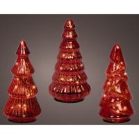 Decoratie Glazen LED Bomen 9x17.5 cm 3 Stuks Rood - thumbnail
