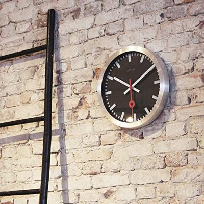 Wand-/tafelklok - Zwart - Aluminium - 'Station Stripe'