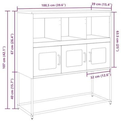Dressoir 100,5x39x107 cm koudgewalst staal zwart