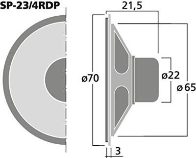 Monacor SP-23/4RDP Mini-inbouwluidspreker 0.5 W 8 Ω Zwart