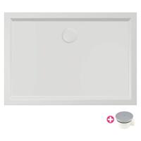 Douchebak Xenz Mariana | 100x70x4 cm | Incl.Afvoersifon-Chroom | Acryl | Rechthoekig | Wit glans - thumbnail