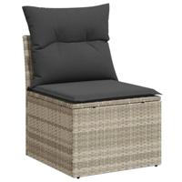 9-delige Loungeset met kussens poly rattan lichtgrijs - thumbnail