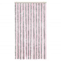 VidaXL Vliegengordijn 100x230 cm chenille zilvergrijs en roze - thumbnail