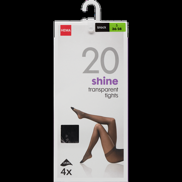 HEMA Panty Shine Transparent 20 Denier Zwart Maat S 36/38 4 Stuks bij Jumbo
