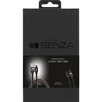 Senza Premium Leather Charge/Sync Cable USB-C 1.5m. 15W Black - thumbnail