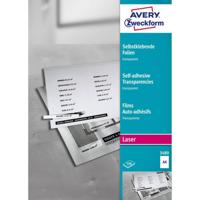 Avery-Zweckform 3480 3480 Zelfklevende folie DIN A4 Laser (kleur), Laser (zwart/wit), Kopiëren (kleur), Kopiëren (zwart/wit) Transparant 100 stuk(s) - thumbnail