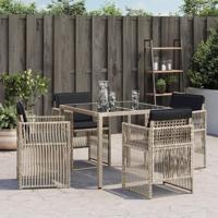 Tuinstoelen 4 st met kussens poly rattan lichtgrijs - thumbnail
