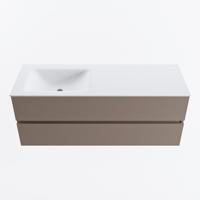 MONDIAZ VICA 130cm badmeubel onderkast Smoke 2 lades. Wastafel CLOUD links zonder kraangat, kleur Talc. - thumbnail