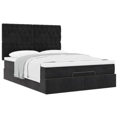 Ottoman bed met matrassen 140x190cm fluweel zwart