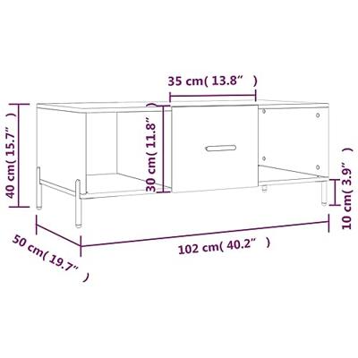 Salontafel 102x50x40 cm bewerkt hout betongrijs