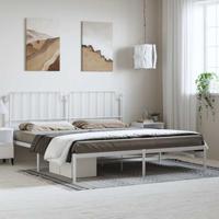 Bedframe met hoofdbord metaal wit 183x213 cm - thumbnail