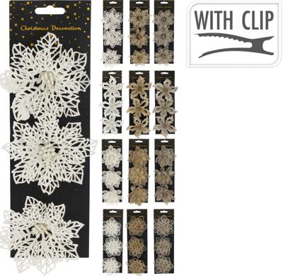 Bloem op clip glitter set3 winterwit Nampook - Nampook