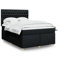 Boxspring met matras stof zwart 140x190 cm - thumbnail