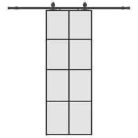 Schuifdeur met beslagset 76x205 cm ESG glas zwart - thumbnail