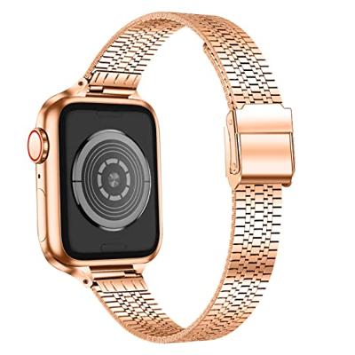 Stainless steel slim fit bandje - Champagne goud - Geschikt voor Apple Watch 44mm / 45mm / 46mm / 49mm Stainless steel slim fit bandje - Champagne goud - Geschikt voor Apple Watch 44mm / 45mm / 46mm / 49mm