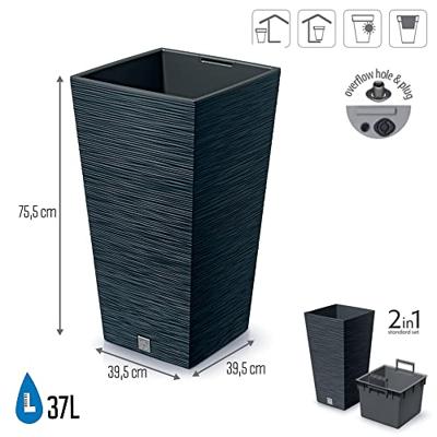 Prosperplast Bloempot Furu Square (Antraciet, 395x395x755)