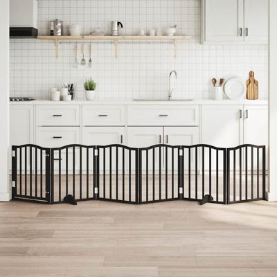 Hondenhek inklapbaar 6 panelen 300 cm populierenhout zwart