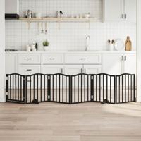 Hondenhek inklapbaar 6 panelen 300 cm populierenhout zwart - thumbnail