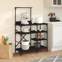 Bakkersrek 90x40x132 cm bewerkt hout en metaal zwart - thumbnail