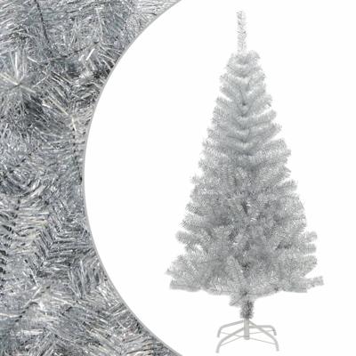 VidaXL Kunstkerstboom met standaard 150 cm pet zilverkleurig VidaXL Kunstkerstboom met standaard 150 cm pet zilverkleurig