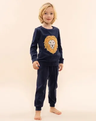 Charlie Choe velours jongens pyjama -Leeuw - Warme winter kinder pyjama - Copy - 128 - Blauw - 128 - 128 - 128 - 128 - 128
