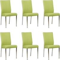 Set van 6 Felgroene leren moderne eetkamerstoelen Comfort - Toledo Leer Lime (felgroen leer) - thumbnail