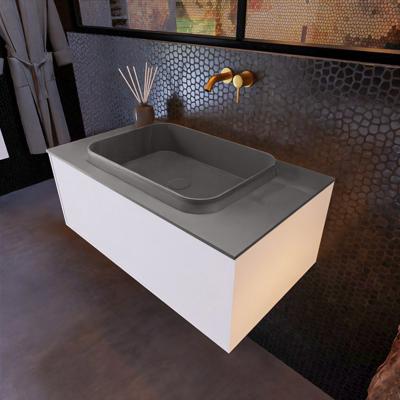 Badkamermeubelset Mondiaz Erin 80 cm met 1 Lade met RIDGE Wastafel Midden Dark grey Zonder Kraangaten Greeploos Mat Carrara Badkamermeubelset Mondiaz Erin 80 cm met 1 Lade met RIDGE Wastafel Midden Dark grey Zonder Kraangaten Greeploos Mat Carrara