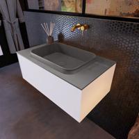 Badkamermeubelset Mondiaz Erin 80 cm met 1 Lade met RIDGE Wastafel Midden Dark grey Zonder Kraangaten Greeploos Mat Carrara - thumbnail