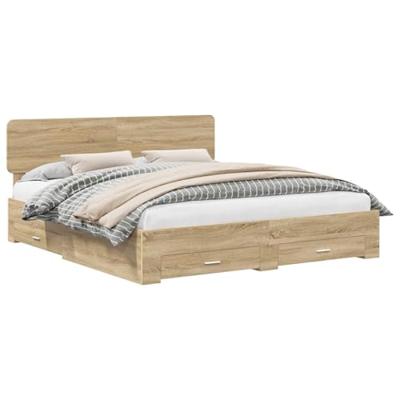 Bedframe met hoofdeinde Sonoma Eiken 200 x 200 cm Bewerkt hout