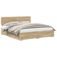 Bedframe met hoofdeinde Sonoma Eiken 180 x 200 cm Bewerkt hout - thumbnail