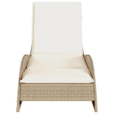 Ligbed met kussen 60x205x73 cm poly rattan beige
