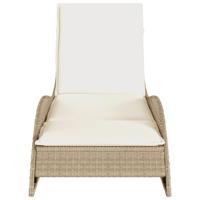 Ligbed met kussen 60x205x73 cm poly rattan beige - thumbnail