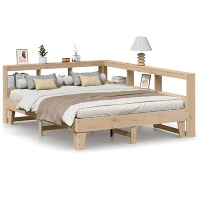 Bed met boekenkast zonder matras massief grenenhout 140x200 cm - thumbnail
