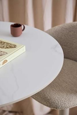 Bendt Ronde Bartafel 'Tempest' Keramiek met marmerprint, 80cm, kleur Wit