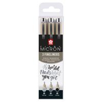 Fineliner Sakura Pigma Micron 05 set zwart & grijs 3 maten | 6 stuks - thumbnail