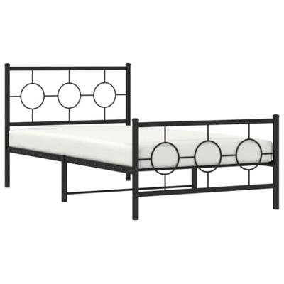 Bedframe met hoofd- en voeteneinde metaal zwart 100x190 cm - thumbnail