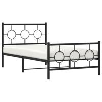 Bedframe met hoofd- en voeteneinde metaal zwart 100x190 cm - thumbnail