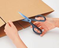 Plus FitCut Curve PREMIUM schaar, 17,5 cm, titanium bladen, blauw, op blister - thumbnail