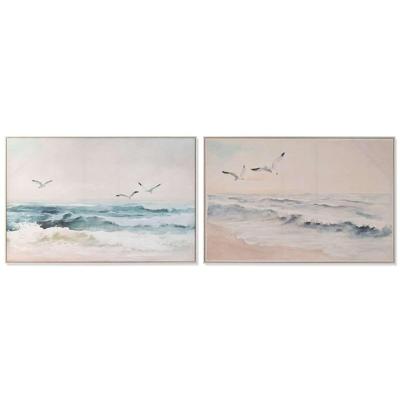 Schilderij Home ESPRIT Strand Mediterrane Met reliëf 120 x 2,5 x 80 cm (2 Stuks)