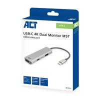 ACT USB-C 4K multiport adapter voor 2 HDMI schermen, USB-A datapoort - thumbnail