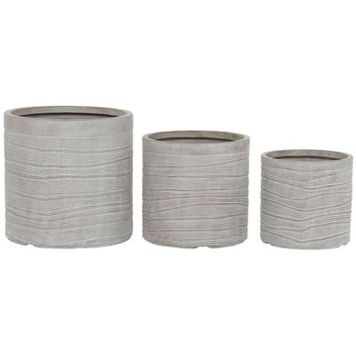 Plantenbakkenset Home ESPRIT Beige Glasvezel Magnesium 44,5 x 44,5 x 44 cm (3 Stuks)