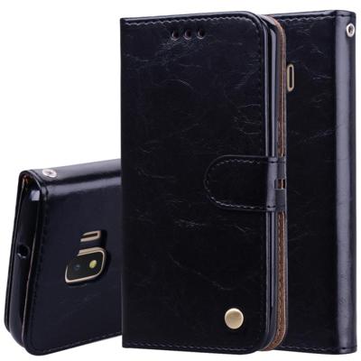 Business Style olie Wax textuur horizontale Flip lederen case voor Galaxy j2 core met houder & card slots & portemonnee (zwart)