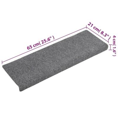 VidaXL Trapmatten zelfklevend 15 stuks 65x21x4 cm lichtgrijs met rechthoekige rand
