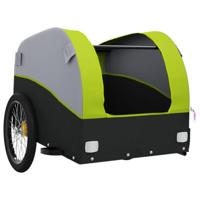 VidaXL Fietstrailer 45 kg ijzer zwart en groen - thumbnail
